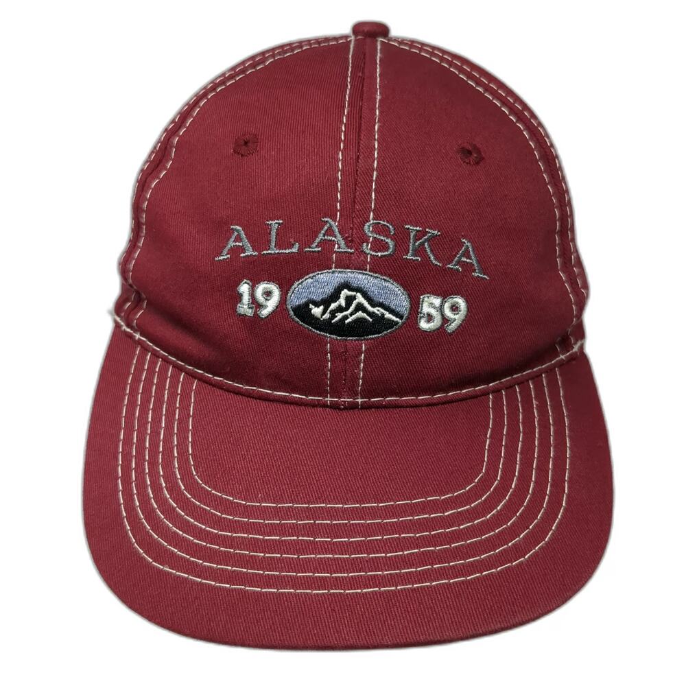 ACE Alaska 1959 Mountain Baseball Cap Red One Size Contrast Stitching Hat